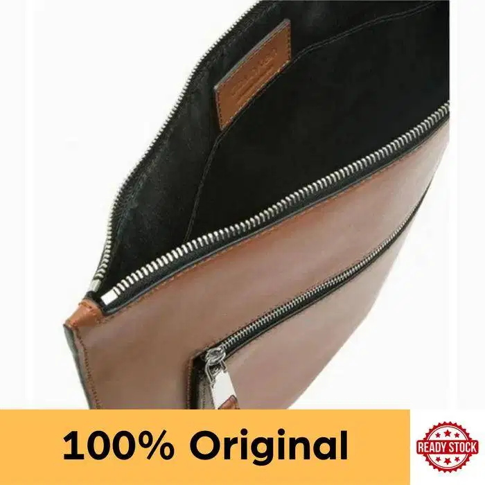 Calvin Klein Men's Box Calf L-zip Pouch