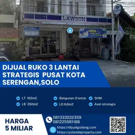 Dijual Ruko 3 Lantai Strategis Pusat Kota Lokasi Serengan,Solo 162m2