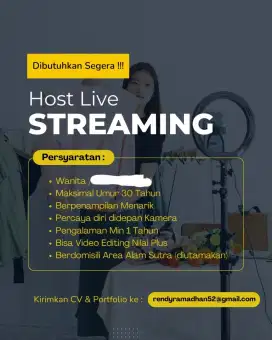 Dibutuhkan HOST LIVE JUALAN BAJU CEWEK