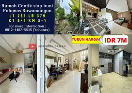 Rumah Cantik 281mtr siap huni Pulomas Rawamangun