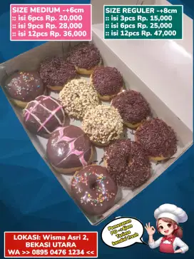 Donat size reguler 25,000 isi 6pcs