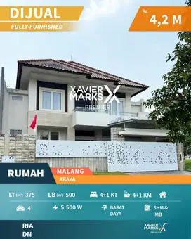 Dijual Rumah Mewah Full Furnish di Boulevard Cluster Golf Araya Malang