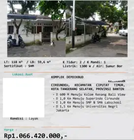Dijual Rumah Komplek Depdikbud Cireundeu Ciputat Timur