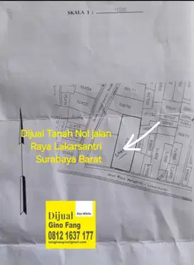 Dijual tanah nol jalan raya kalisantri Surabaya barat