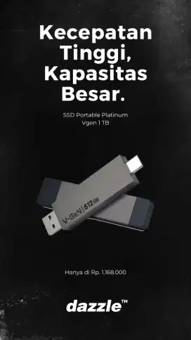 SSD PORTABLE VGEN PLATINUM 1 TB GARANSI 5 TAHUN