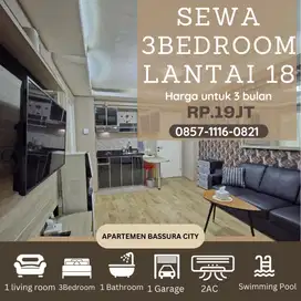 3 kamar sewa full frunish lantai 18 apartemen bassura city