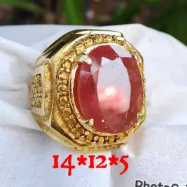 Natural red Ruby dim 14*12*5 ring Kuningan size 8 net harga