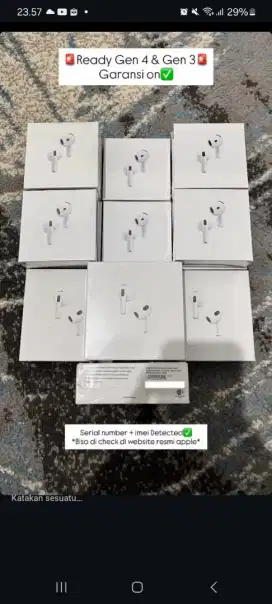 Aer buds Aplle Resmi Bergaransi dan Imei