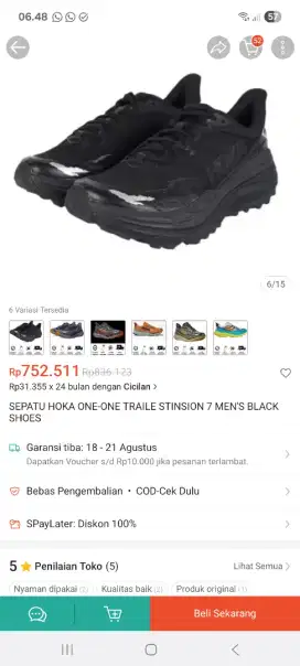 Hoka Full Black Stinsion Size 45/27.5 Jual Cepat