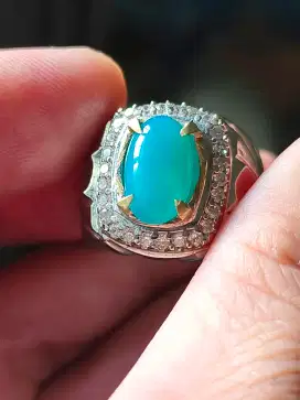 bacan Doko majiko kristal 1 warna ring alpaka 13*9*4 mm