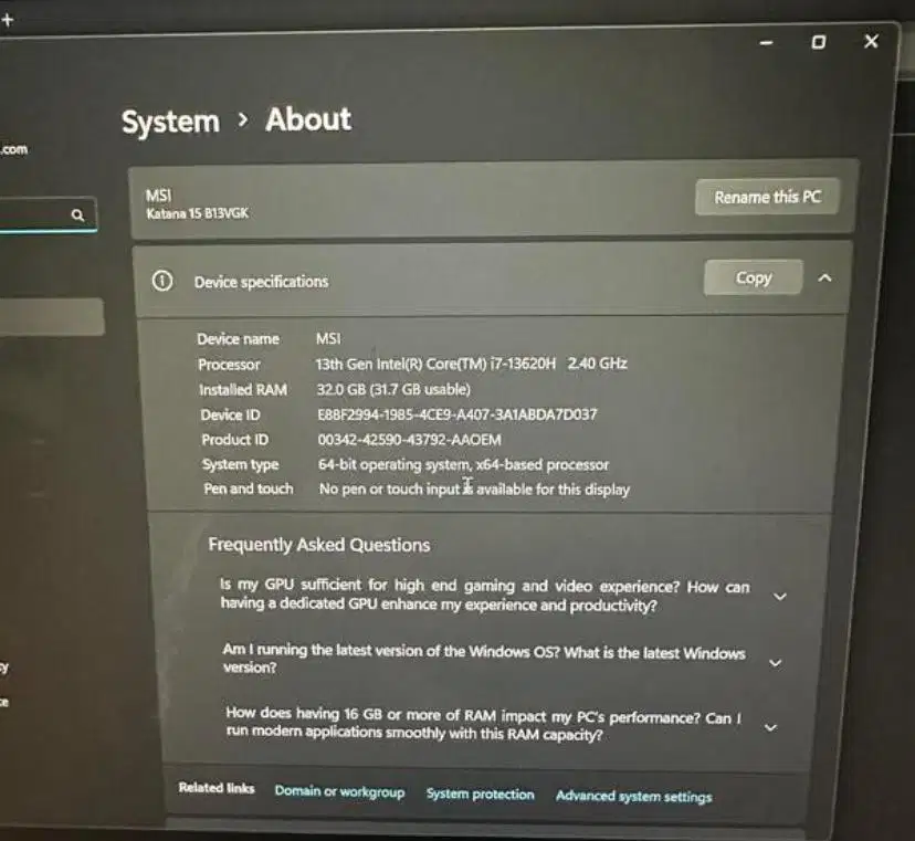 MSI Katana 15, Intel i7, RTX 4070, SSD 1Tb.
