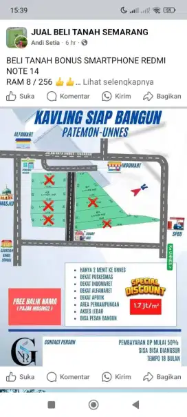 Tanah kapling siap bangun unnes