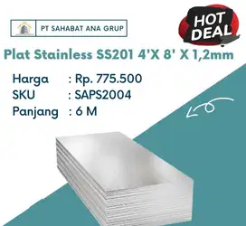 Plat Stainless SS201 4'X 8'X 1,2mm