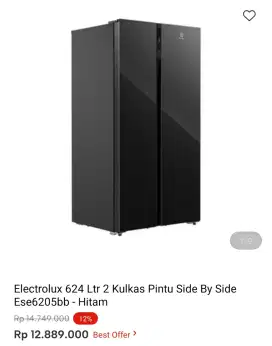 KULKAS SBS ELECTROLUX ESE6205BB 624 LTR