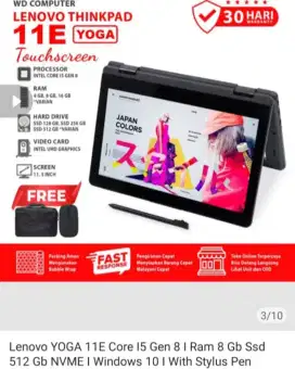 DIJUAL LAPTOP LENOVO YOGA 11E TOUCHSCREEN