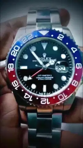 Rolex GMT Master 2 Automatic. Kaca Safir. Strap Rantai.