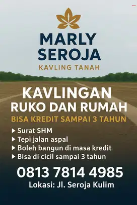 Kavling tapak ruko dan rumah jl Seroja Kulim kota Pekanbaru bisa kredi