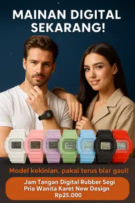 Jam Tangan Pria Wanita Digital Rubber Segi Murah Karet New Design
