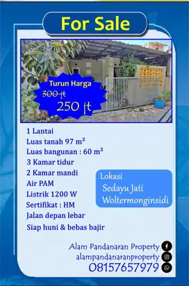 Dijual Cepat BU Rumah di Woltermonginsidi