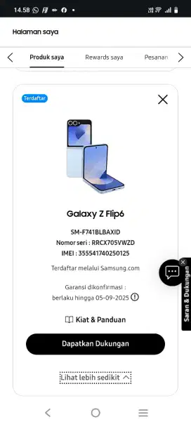 Samsung Z Flip 6 Sein 12/256 Normal Garansi On Bisa TT Pastinya