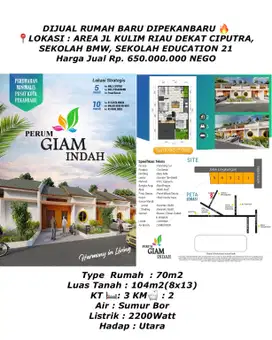 Dijual rumah baru dipekanbaru jln.kulim riau
