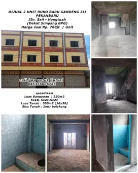 Dijual 2 unit ruko baru gandeng 3Lt dipekanbaru jln.sail-hangtuah