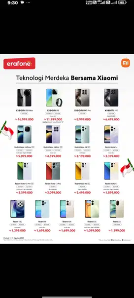 Promo cicilan handphone Xiaomi dan all merk bunga 0% free 2x angsuran