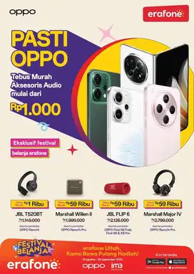 Beli handphone oppo dapatkan aksesories mulai dari rp seribu rupiah