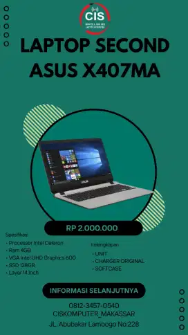 laptop second ASUS X407MA