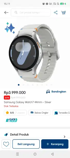 Samsung watch 7 ukuran 44mm - silver