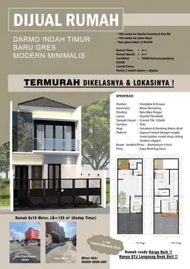 ‼️TERMURAH DARMO INDAH SURABAYA BARAT‼️ ON PROGRESS MINIMALIS 2 LANTAI
