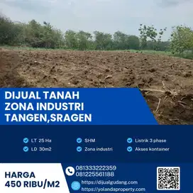 Dijual Tanah Kawasan Industri Strategis Lokasi Tangen,Sragen Luas 25Ha