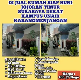 Rumah Di Jual Jojoran Timur Mojo Gubeng Surabaya Jual Murah Shm