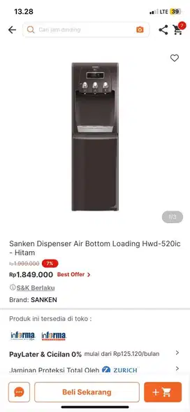 PROMO KEMERDEKAAN DISPENSER SANKEN BOTOM LOAD HWD-520IC