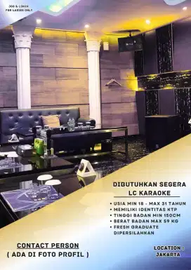 Dibutuhkan WANITA segera di Karaoke executive