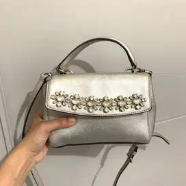 Preloved Tas Michael Kors Ava Diamond Satchel Silver Authentic