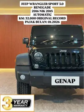 [ KM 32.000 ORIGINAL ] JEEP WRANGLER SPORT RENEGADE 2015 4X4 AT 3.0
