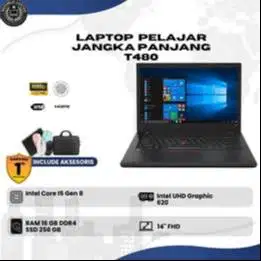 Laptop Pelajar Jangka Panjang t480 Intel Core I5 Gen 8 Ram 16GB