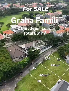 DIJUAL TANAH KAVLING GRAHA FAMILI MAIN ROAD POSISI DAN DIMENSI BAGUS