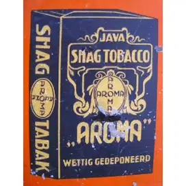 Antik tin box untuk bepergian JAVA SHAG TOBACCO AROMA era Ned -Indie