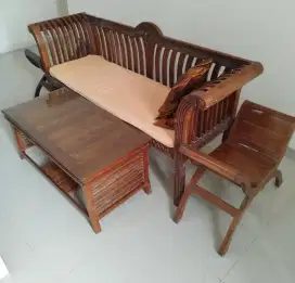 Jual sofa 3+1+1 kayu jati asli