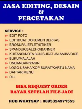 Menerima Jasa Percetakan l Desain l Editing l Setting