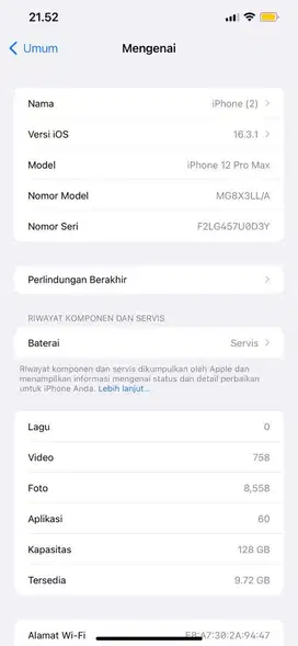 Iphone 12 Pro Max 128gb Inter Pemakaian Pribadi