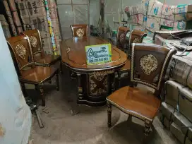 Meja makan gendong salina set kaca full kayu jati