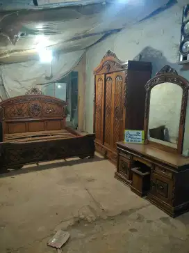 Tempat tidur set kamar ukir anggola full kayu jati