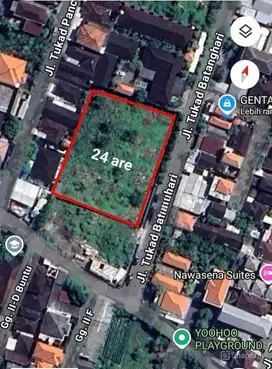 Dijual Tanah 24 Are di Jalan Tukad Batanghari Panjer