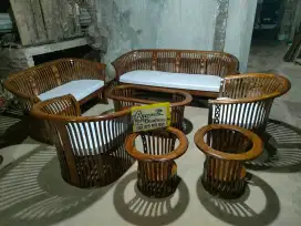 Kursi tamu minimalis kranjang set matras full kayu jati