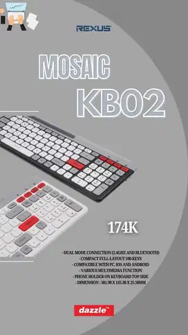 Rexus Keyboard Dual Connection Mosaic KB02