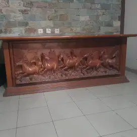 Meja Kerja Jati Ukiran Kuda