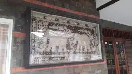 Hiasan Dinding Payet Gajah Thailand Berbingkai